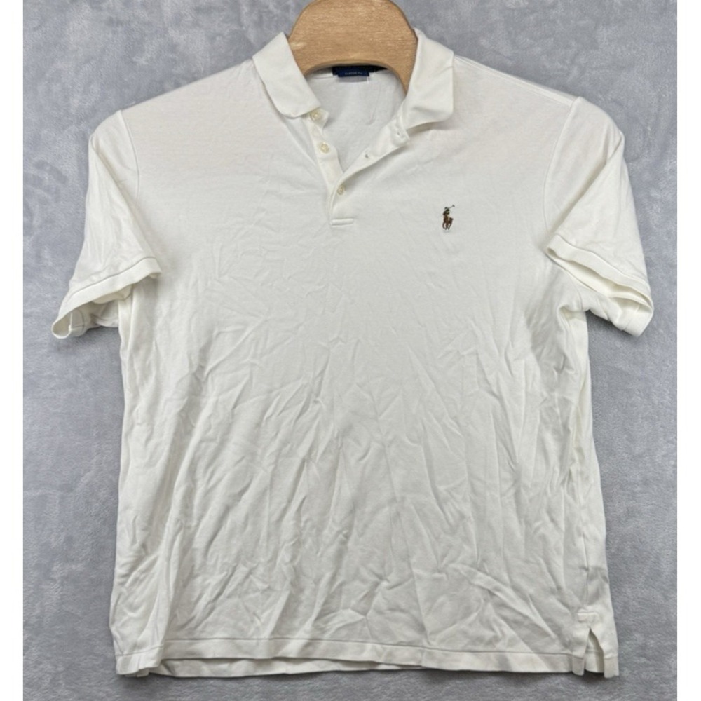 Polo‎ Ralph Lauren Cream Beige Polo Shirt Classic Fit Cotton Men's Size XL